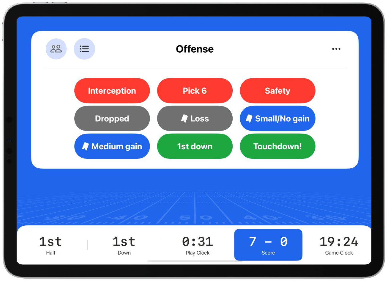 on game offense screen
